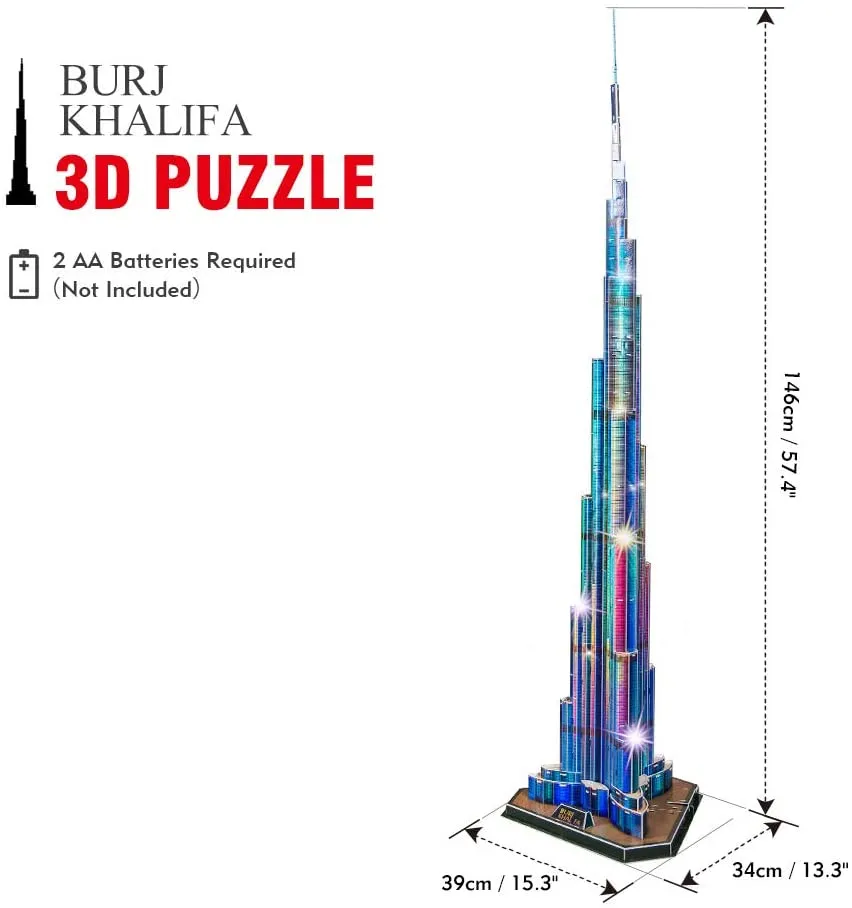 Cubicfun® 3D Puzzles LED Dubai Burj Khalifa 57.5"H