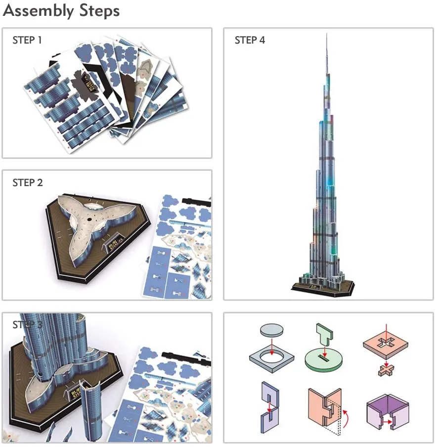 Cubicfun® 3D Puzzles LED Dubai Burj Khalifa 57.5"H