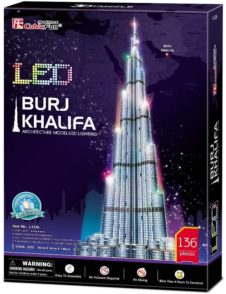 Cubicfun® 3D Puzzles LED Dubai Burj Khalifa 57.5"H