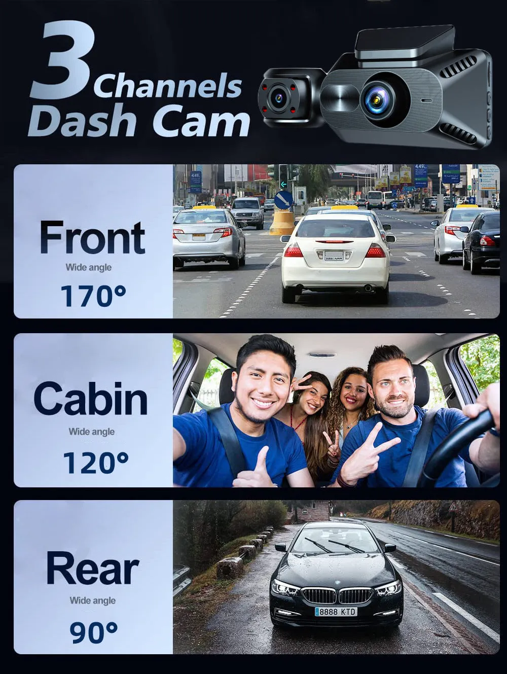 Dash Camera Front and Rear View Car Camera Monitor System Dash