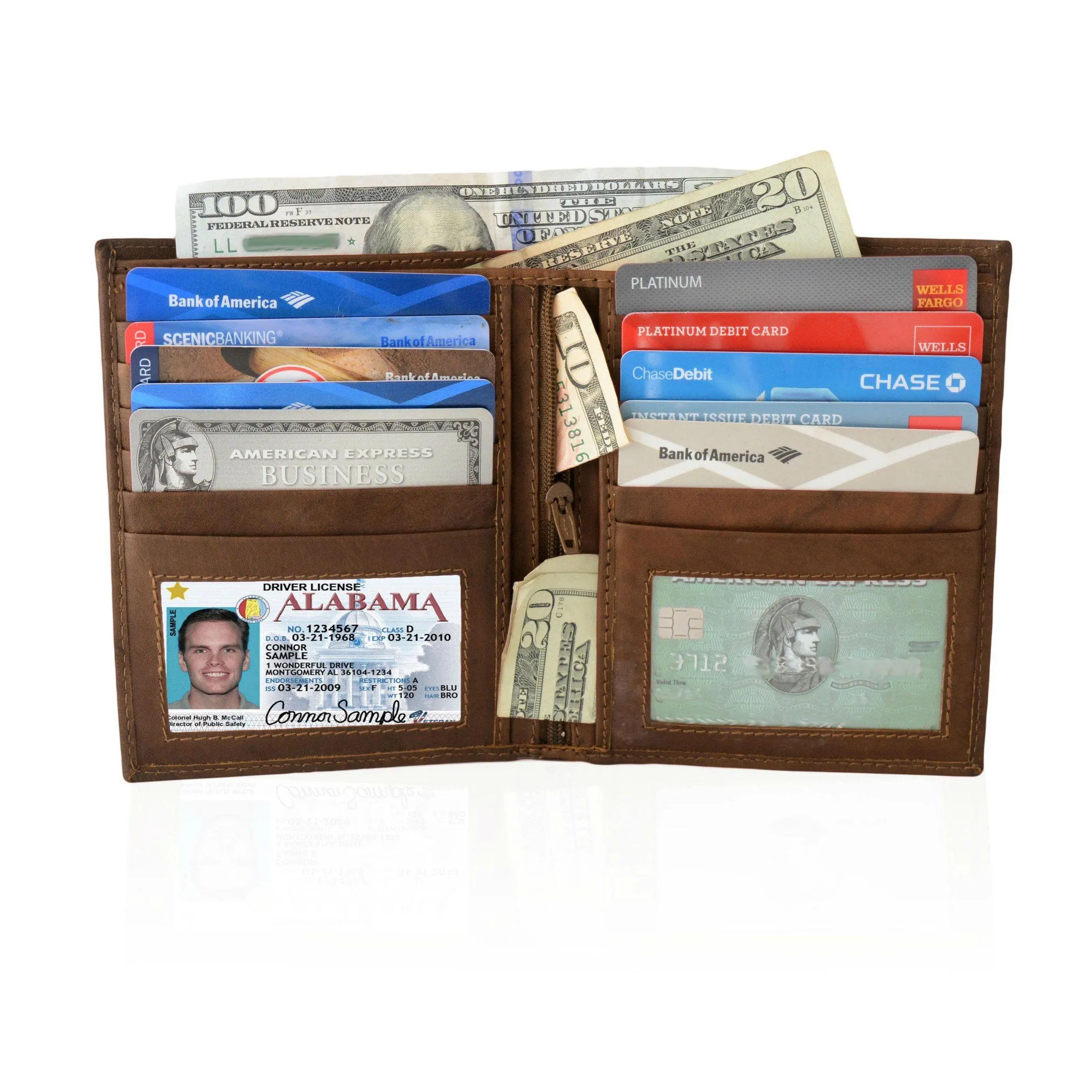 Deluxe RFID-Blocking Soft Genuine Leather Bifold Wallet For Men - Tan