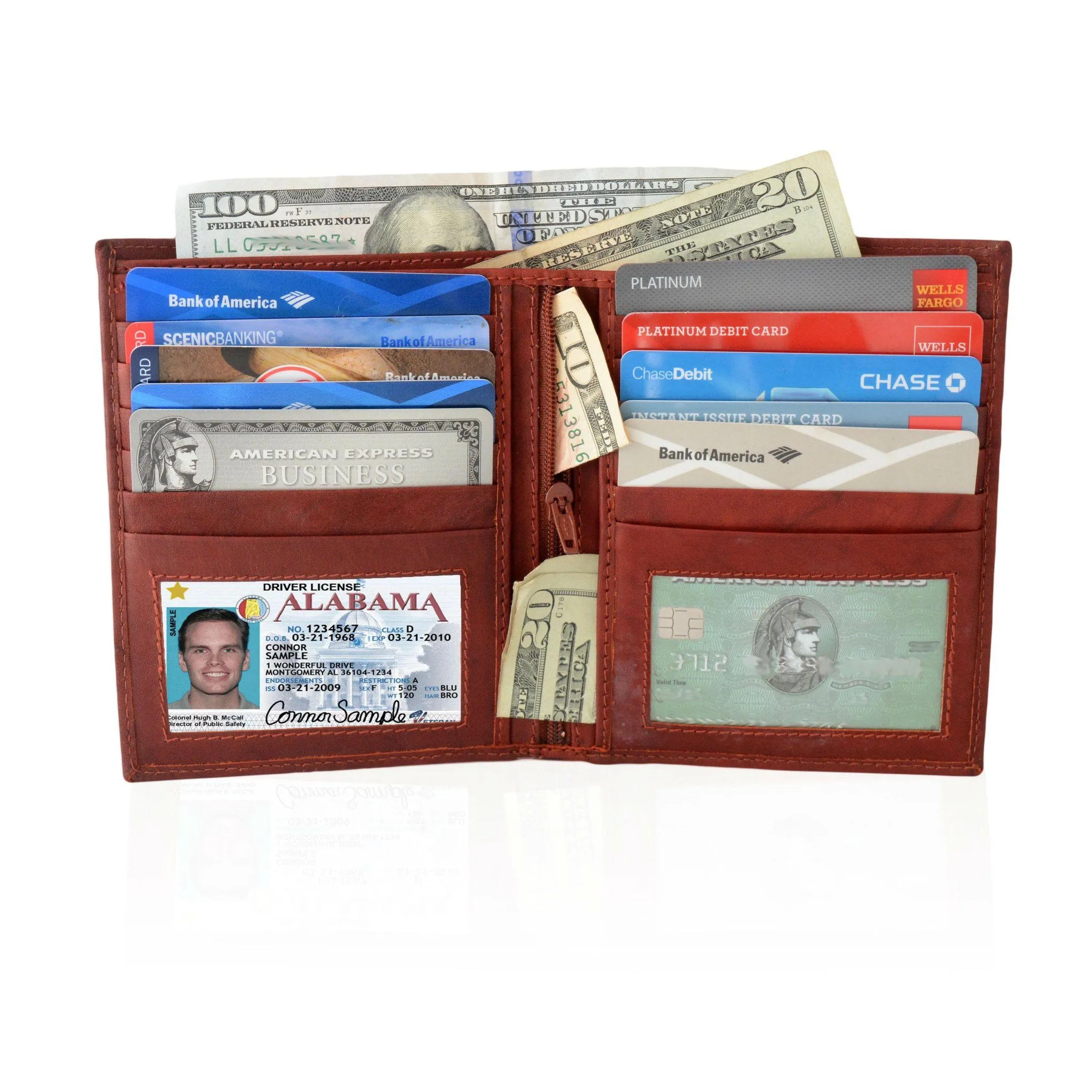 Deluxe RFID-Blocking Soft Genuine Leather Bifold Wallet For Men - Tan