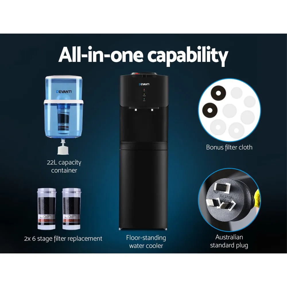 Devanti Water Cooler Dispenser Stand 22L Bottle Black with 2 Filter