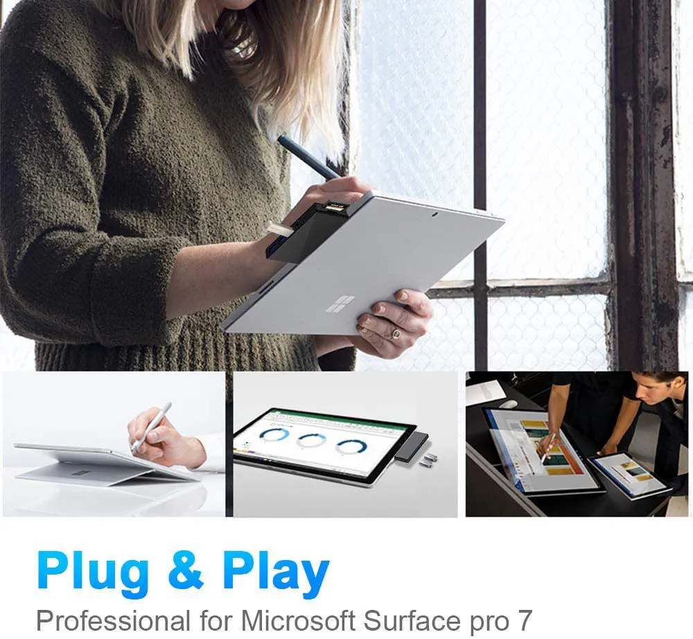 Dock 7 and 1Type-C multifunctional hub for the Surface Pro7