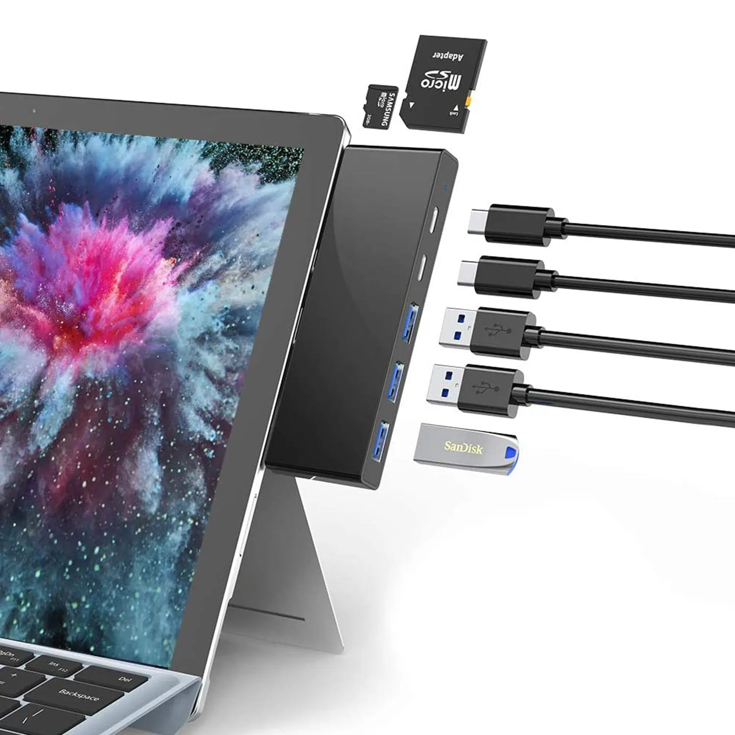 Dock 7 and 1Type-C multifunctional hub for the Surface Pro7