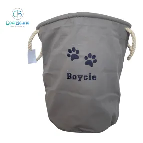 Dog Paw Canvas Trug - Toy Storage Tub - Personalised