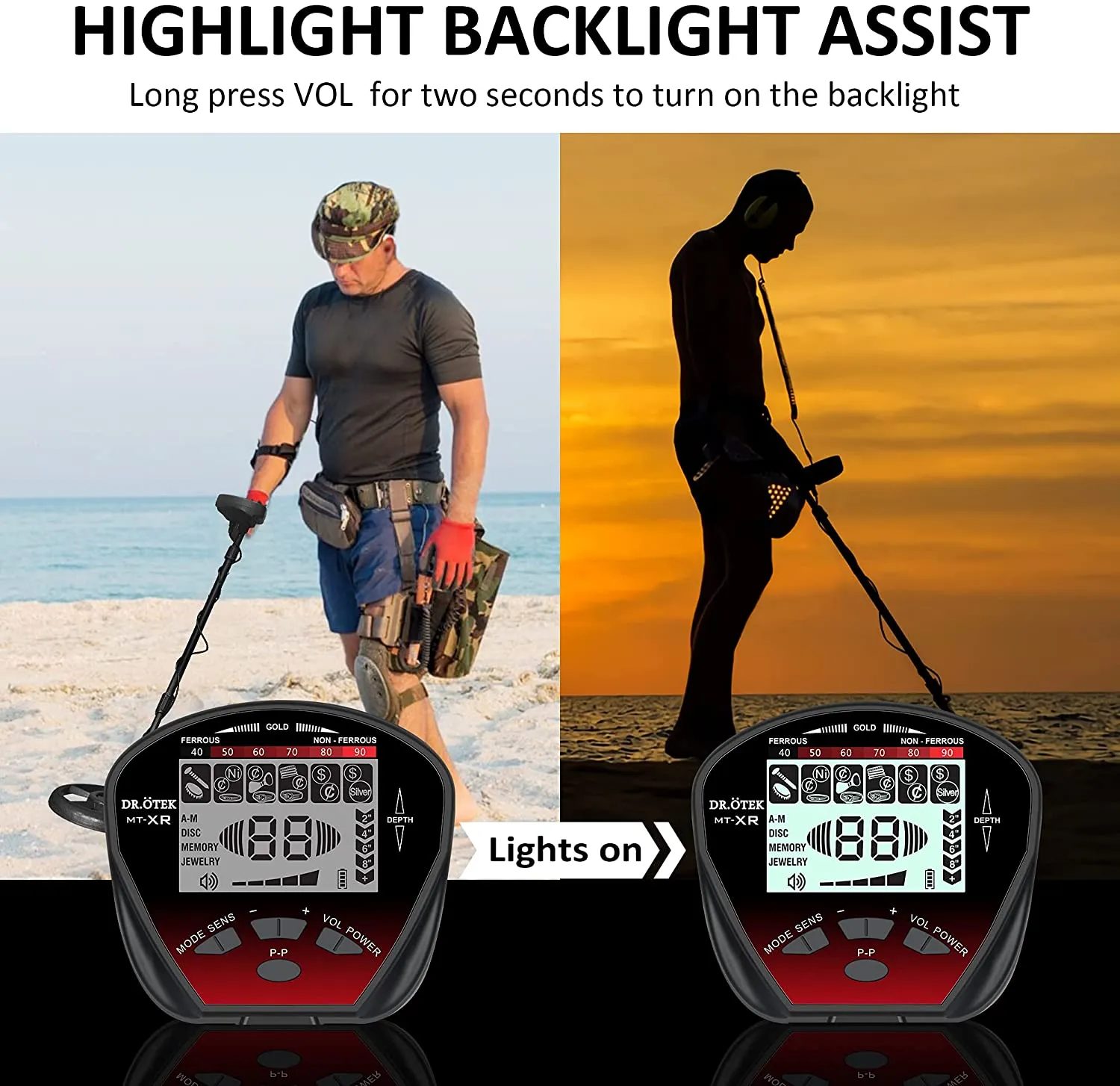 DR.ÖTEK Metal Detector for Adults Professional, Pinpoint Metal Detector Waterproof Gold and Silver, Higher Accuracy, Bigger LCD Display, Strong Memory Mode, 10" IP68 Coil, Upgrade DSP Chip