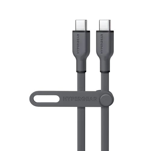 Flexi Pro USB-C to USB-C Soft-Touch Silicone Fast Charge Cable | 10ft | Gray