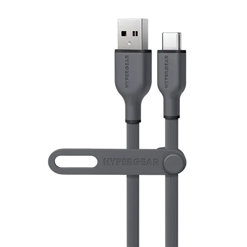 Flexi Pro USB to USB-C Soft-Touch Silicone Charge & Sync Cable | 10ft | Gray
