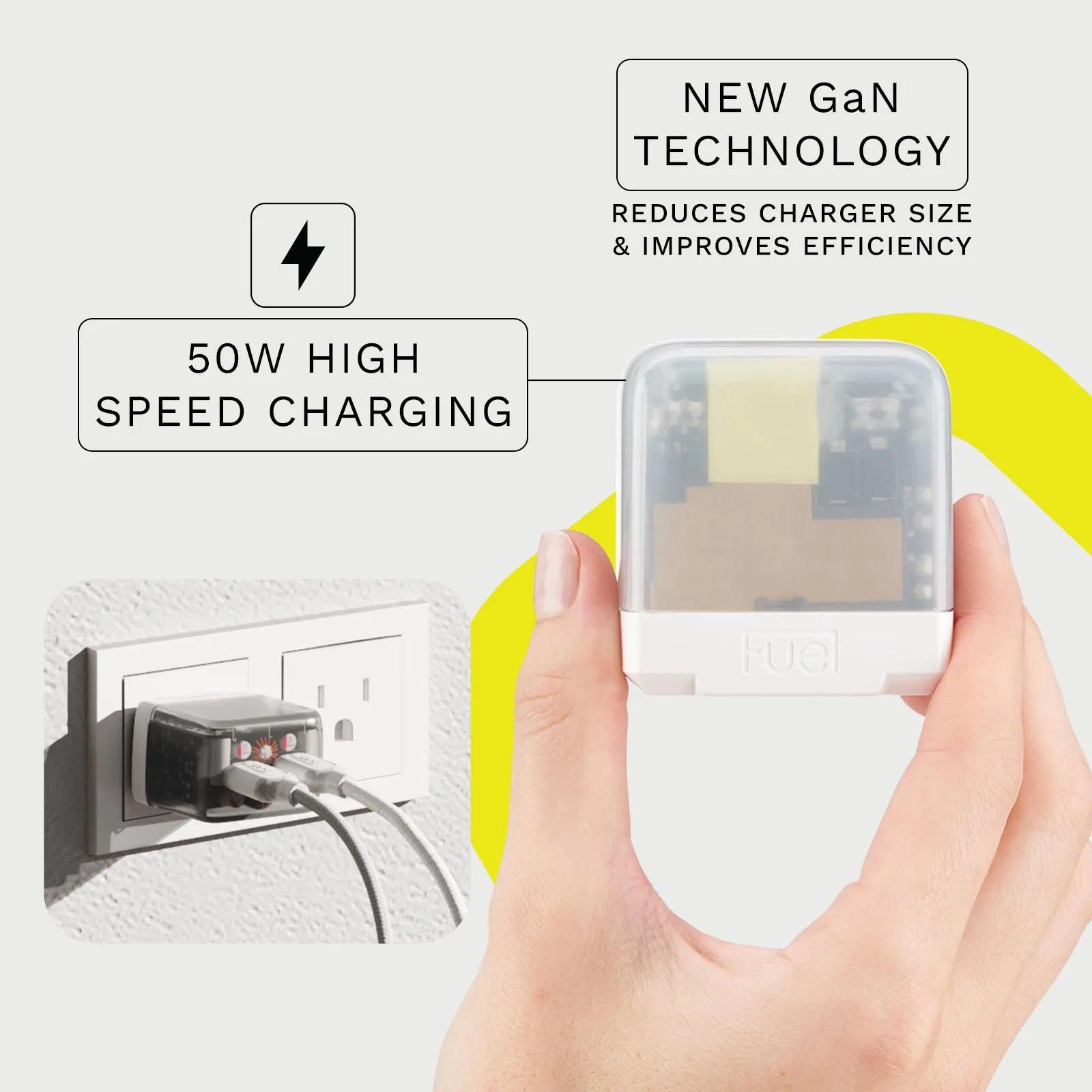 Fuel 50W Dual USB C Wall Charger (Frosted White) - 2 Pack
