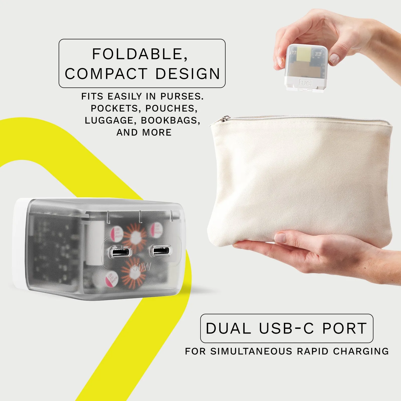 Fuel 50W Dual USB C Wall Charger (Frosted White) - 2 Pack