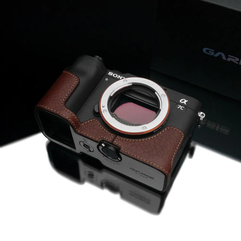 Gariz XS-CHA7CBR Brown Leather Camera Half Case for Sony A7C