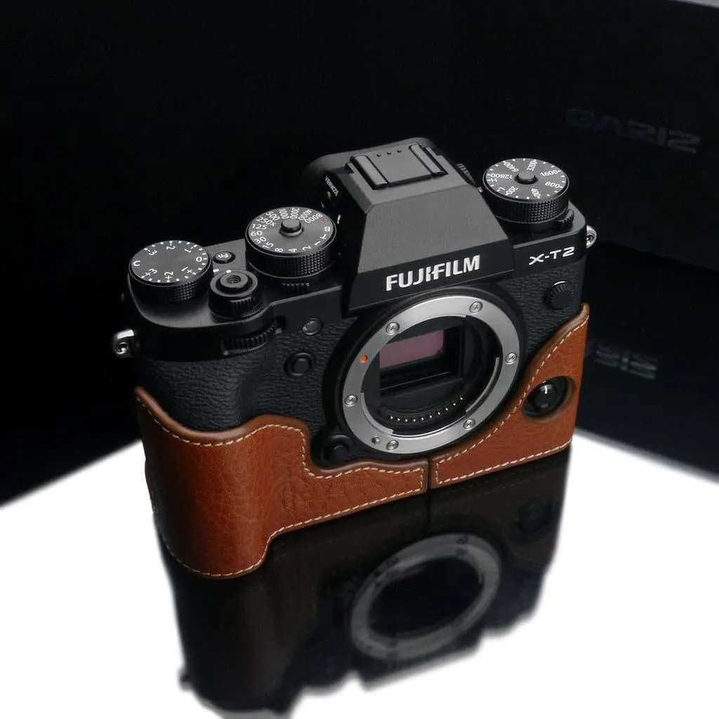 GARIZ XS-CHXT2CM CAMEL GENUINE LEATHER HALF CASE FOR FUJI FUJIFILM X-T2/X-T3 XT2