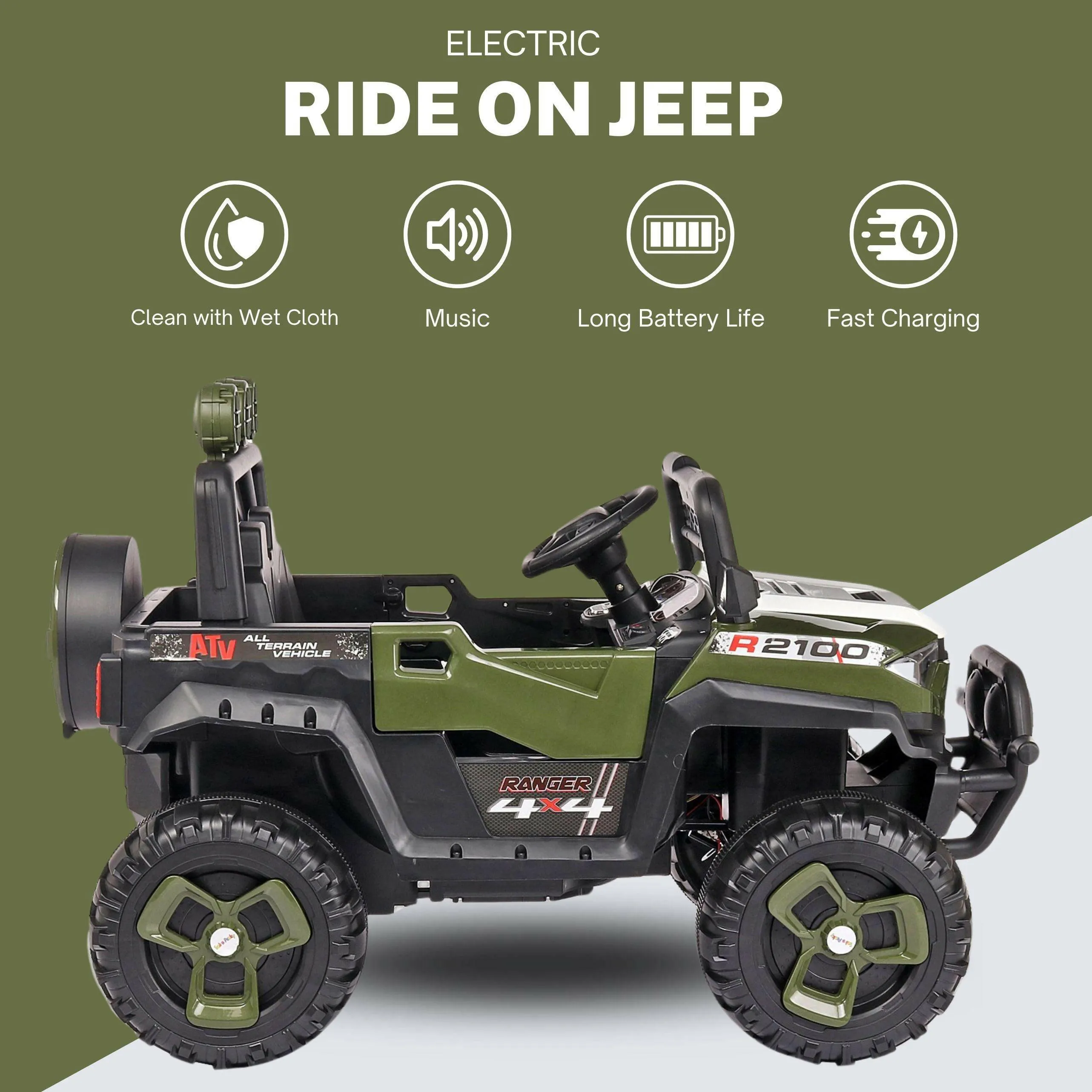 GetBest Bronxter Battery Operated Ride on Jeep for Kids with Music and Lights