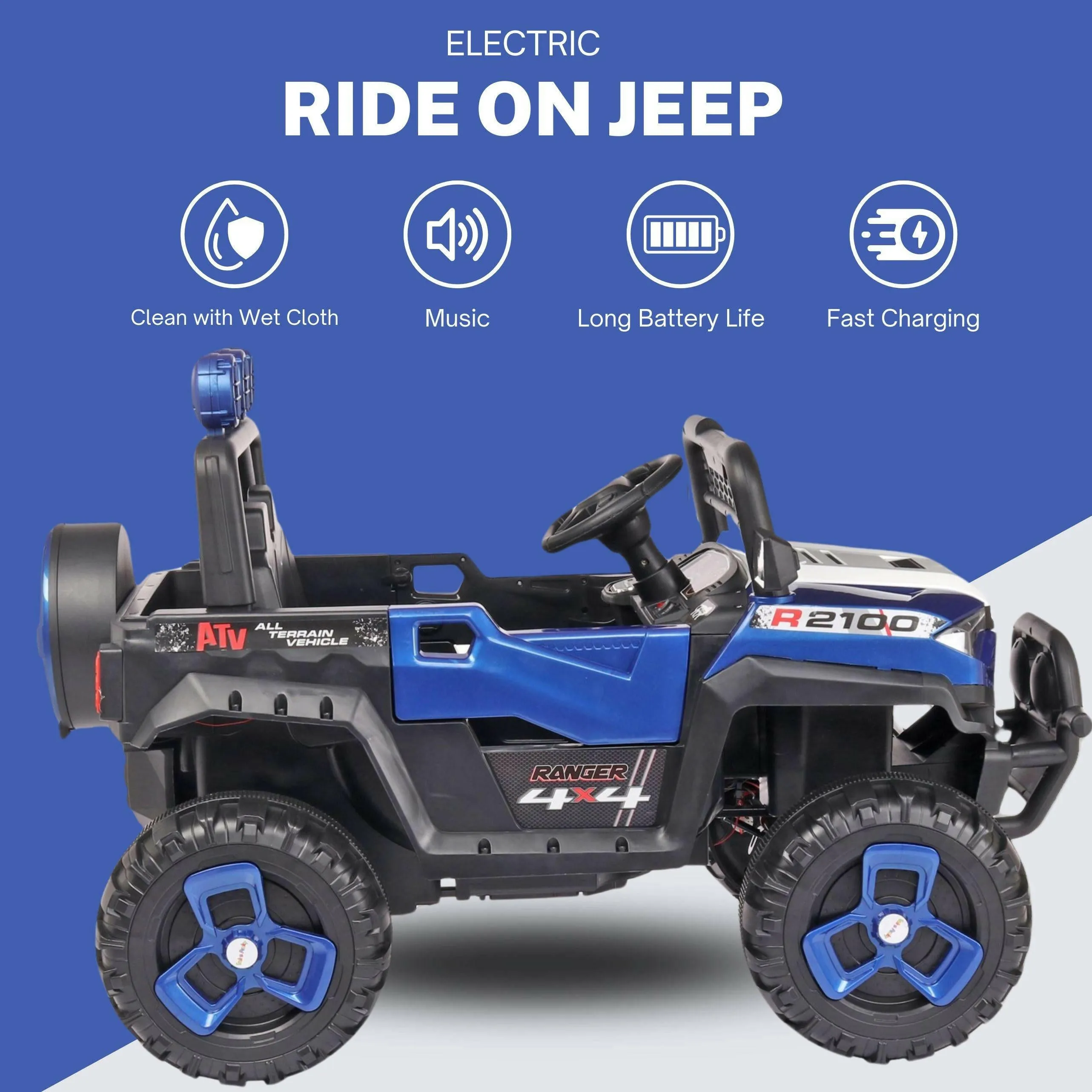 GetBest Bronxter Battery Operated Ride on Jeep for Kids with Music and Lights