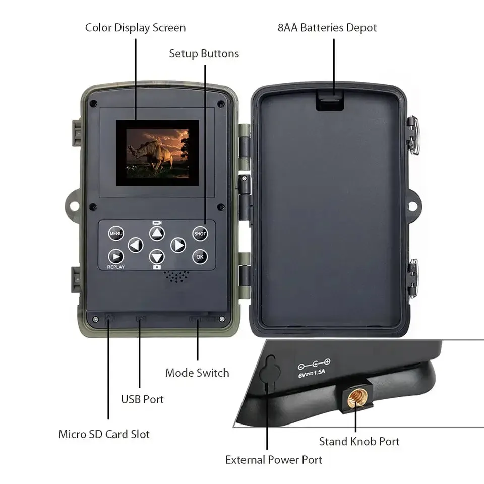 HC802A Wildlife Trail Camera 24MP 2.7K Video Photo Trap Outdoor Infrared Hunting Night View Motion Detection for Hunting