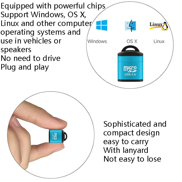 High-Speed 480Mbps Mini Micro SD Card Reader for Mobile, Computer, and Car Speakers - USB 2.0 TF Memory Card Adapter