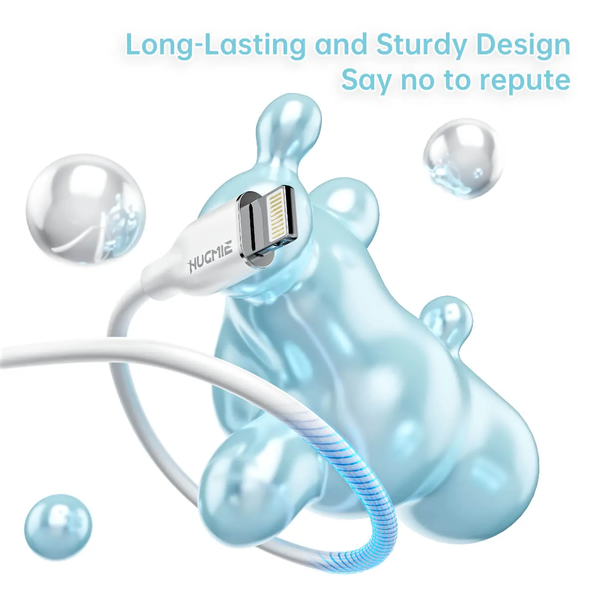 Hugmie® Silicone USB-A to Lightning Fast Charging Cable 1.2M-White