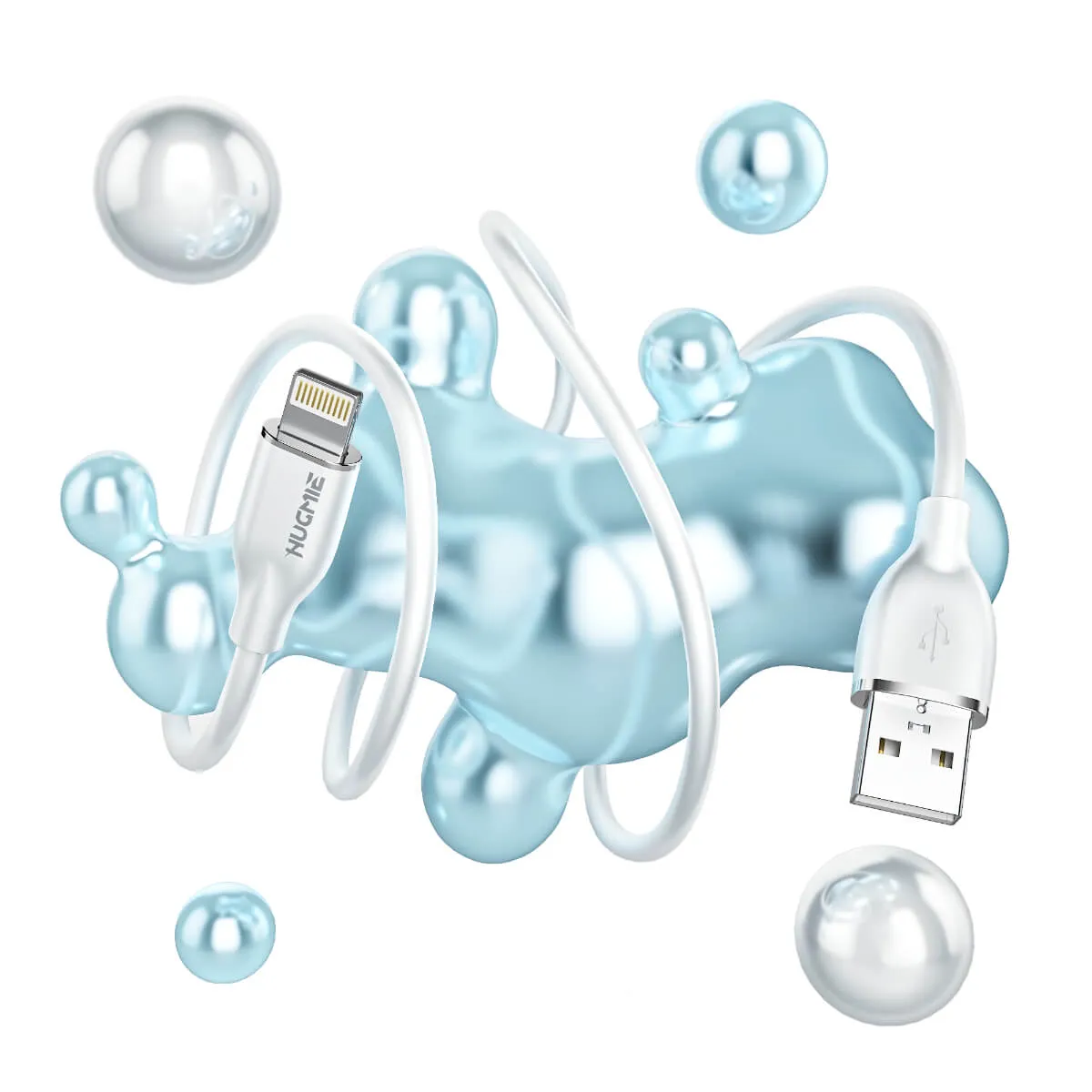 Hugmie® Silicone USB-A to Lightning Fast Charging Cable 1.2M-White
