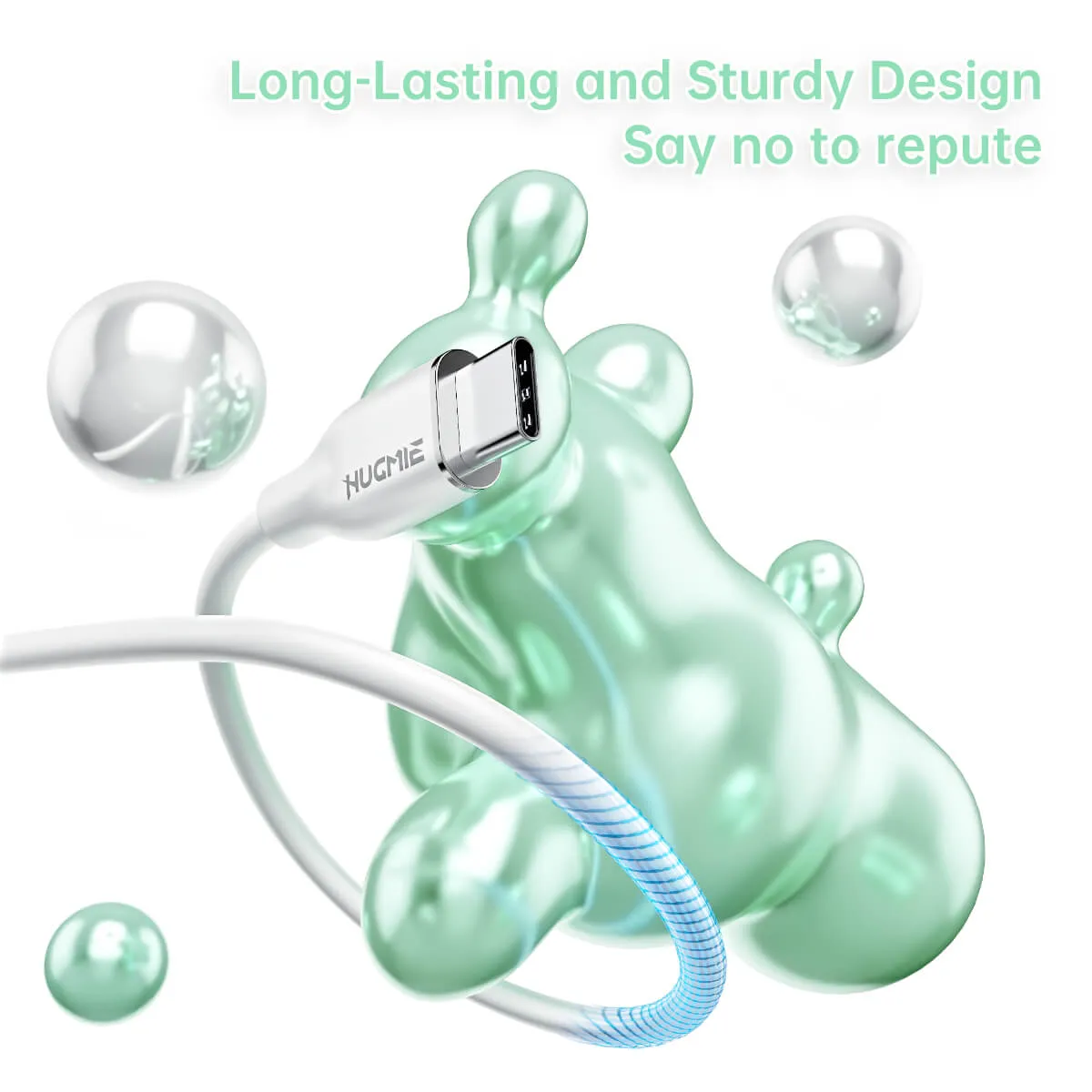 Hugmie® Silicone USB-A to Type-C Fast Charging Cable 1.2M-White