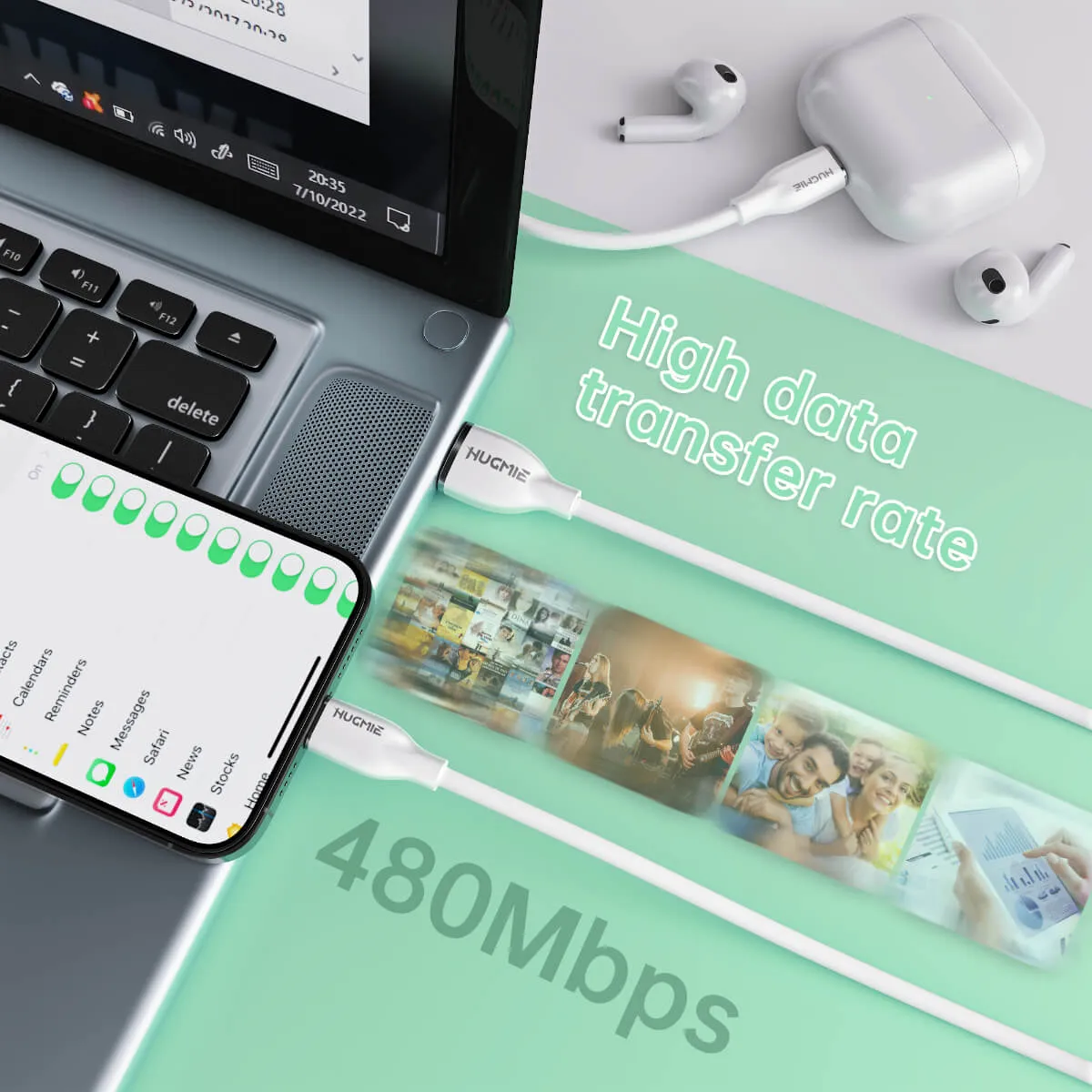 Hugmie® Silicone USB-A to Type-C Fast Charging Cable 1.2M-White