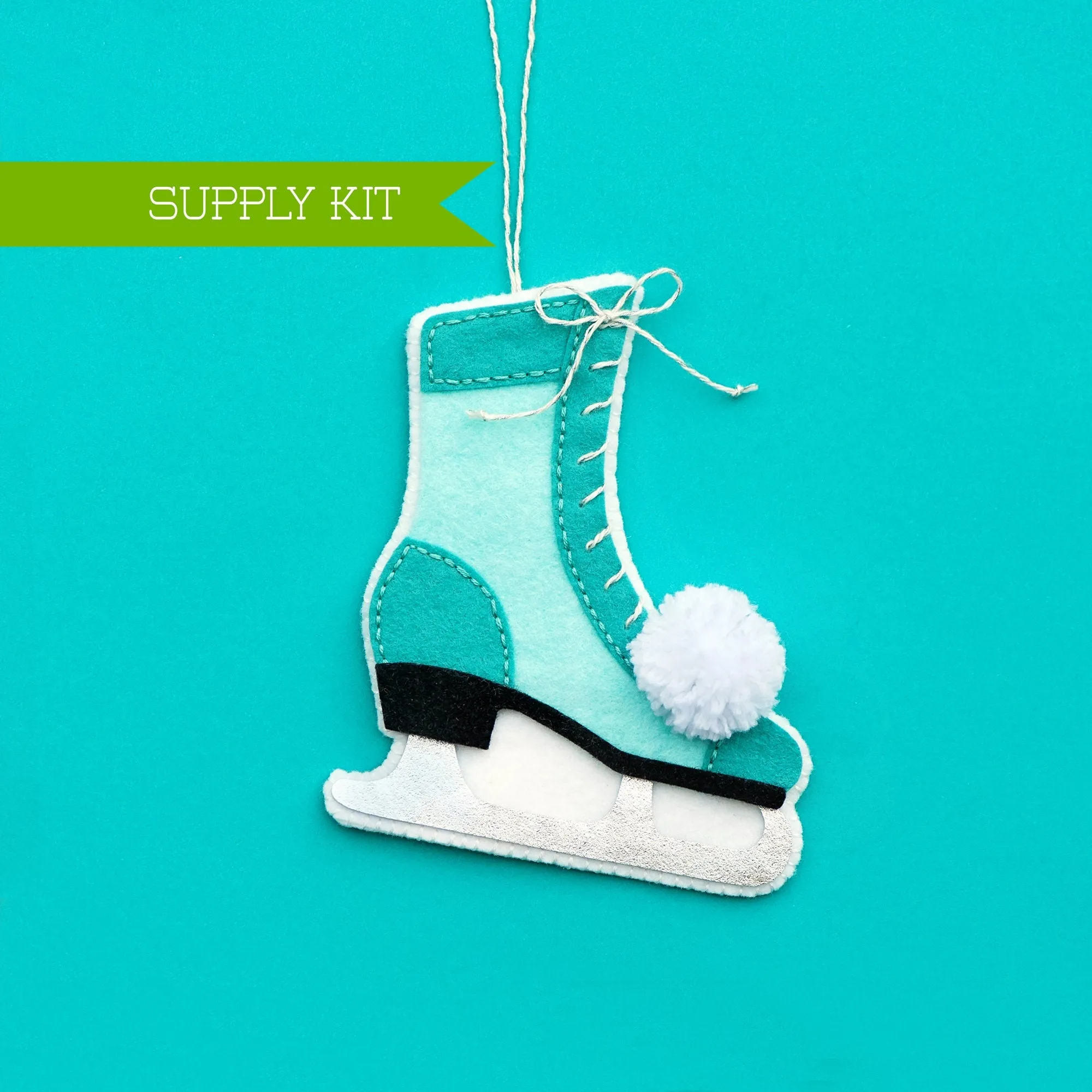 Ice Skate Wool Felt Ornament Supply Kit