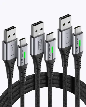 INIU D5C QC3.0 Fast Charging USB Type C Cable ( 1.6 6.6 6.6ft, 3-Pack)