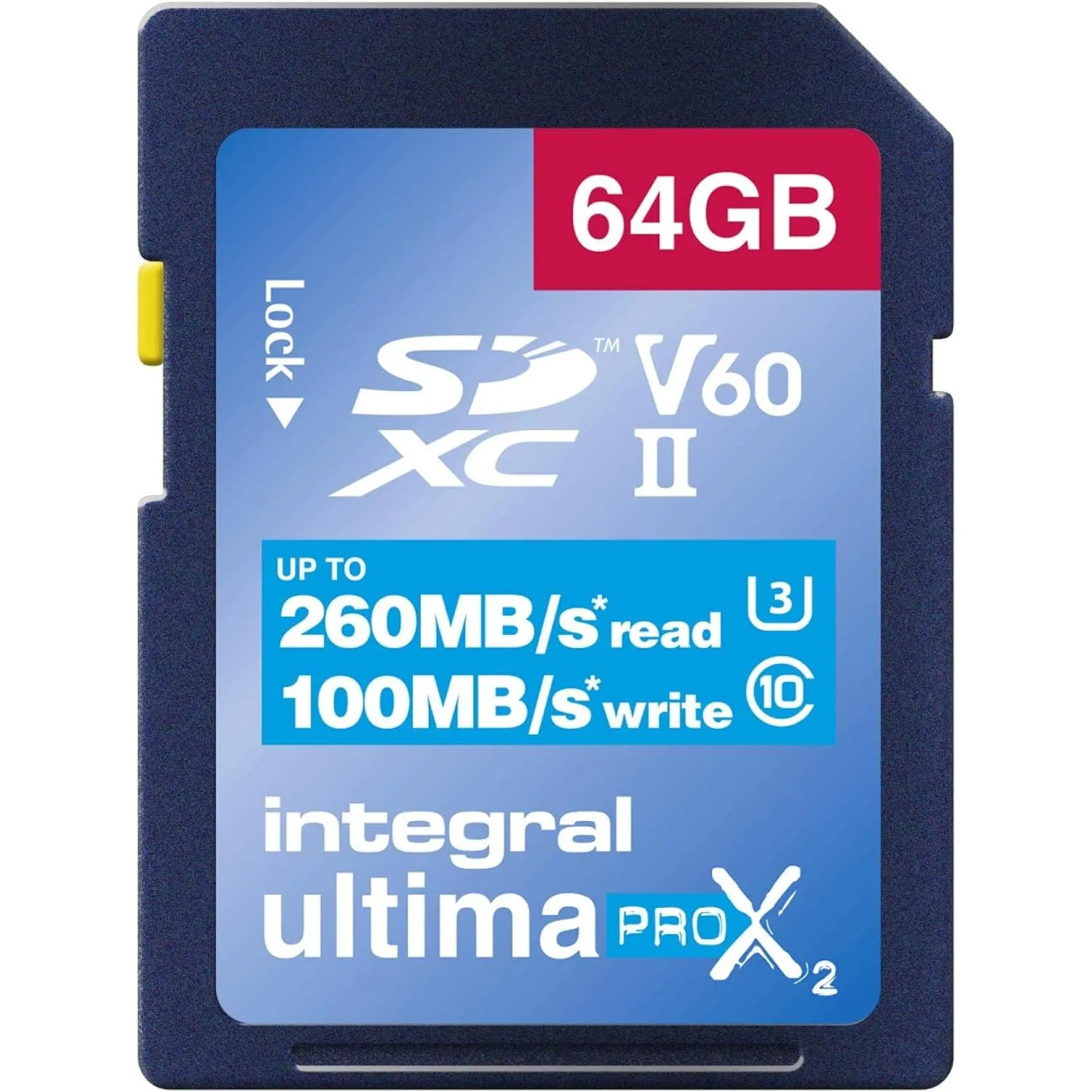 Integral 64GB UHS-II SD Card V60 Up to 260MBs Read and 100MBs Write Speed 1733X SDXC Professional High Speed Memory Card