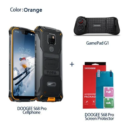 IP68 Waterproof DOOGEE S68 Pro Rugged Phone Helio P70 Octa Core 6GB 128GB Wireless Charge NFC 6300mAh 12V2A Charge 5.9 inch FHD 