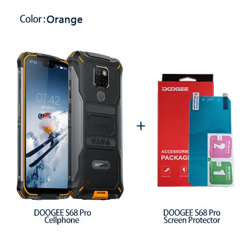 IP68 Waterproof DOOGEE S68 Pro Rugged Phone Helio P70 Octa Core 6GB 128GB Wireless Charge NFC 6300mAh 12V2A Charge 5.9 inch FHD 