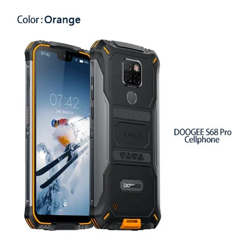 IP68 Waterproof DOOGEE S68 Pro Rugged Phone Helio P70 Octa Core 6GB 128GB Wireless Charge NFC 6300mAh 12V2A Charge 5.9 inch FHD 