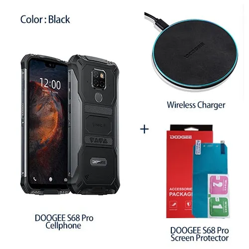 IP68 Waterproof DOOGEE S68 Pro Rugged Phone Helio P70 Octa Core 6GB 128GB Wireless Charge NFC 6300mAh 12V2A Charge 5.9 inch FHD 
