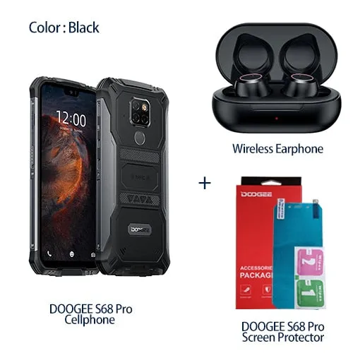 IP68 Waterproof DOOGEE S68 Pro Rugged Phone Helio P70 Octa Core 6GB 128GB Wireless Charge NFC 6300mAh 12V2A Charge 5.9 inch FHD 