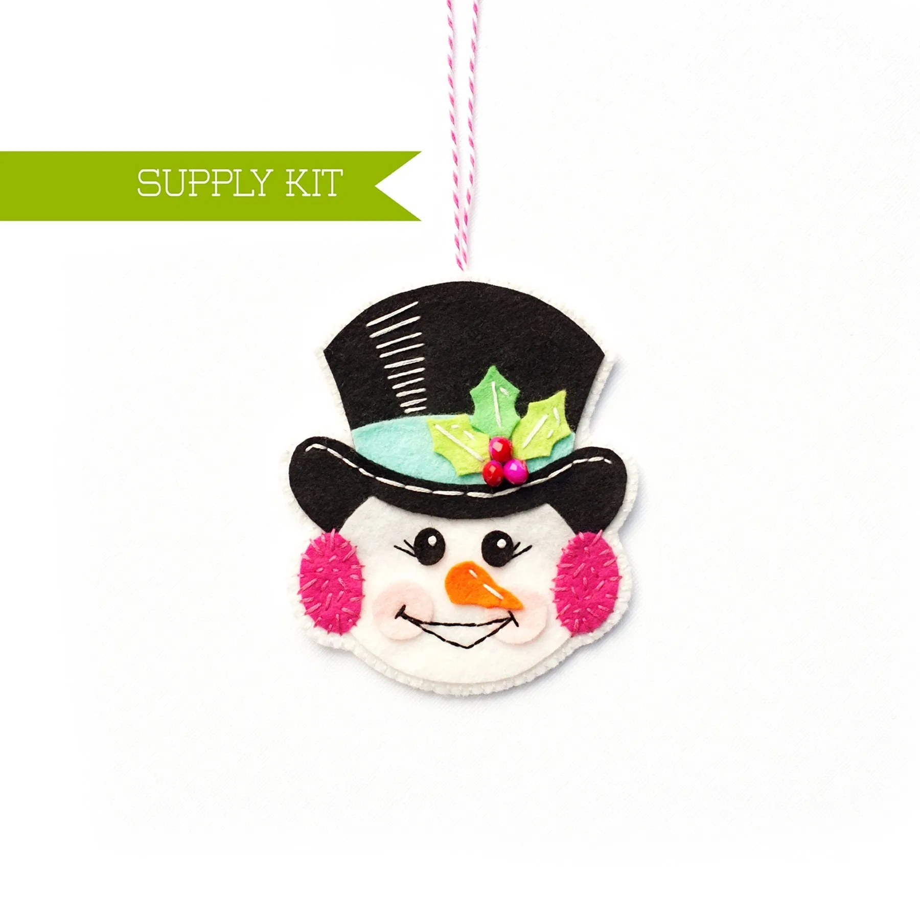 Jolly Snowman Wool Felt Ornament Supply Kit