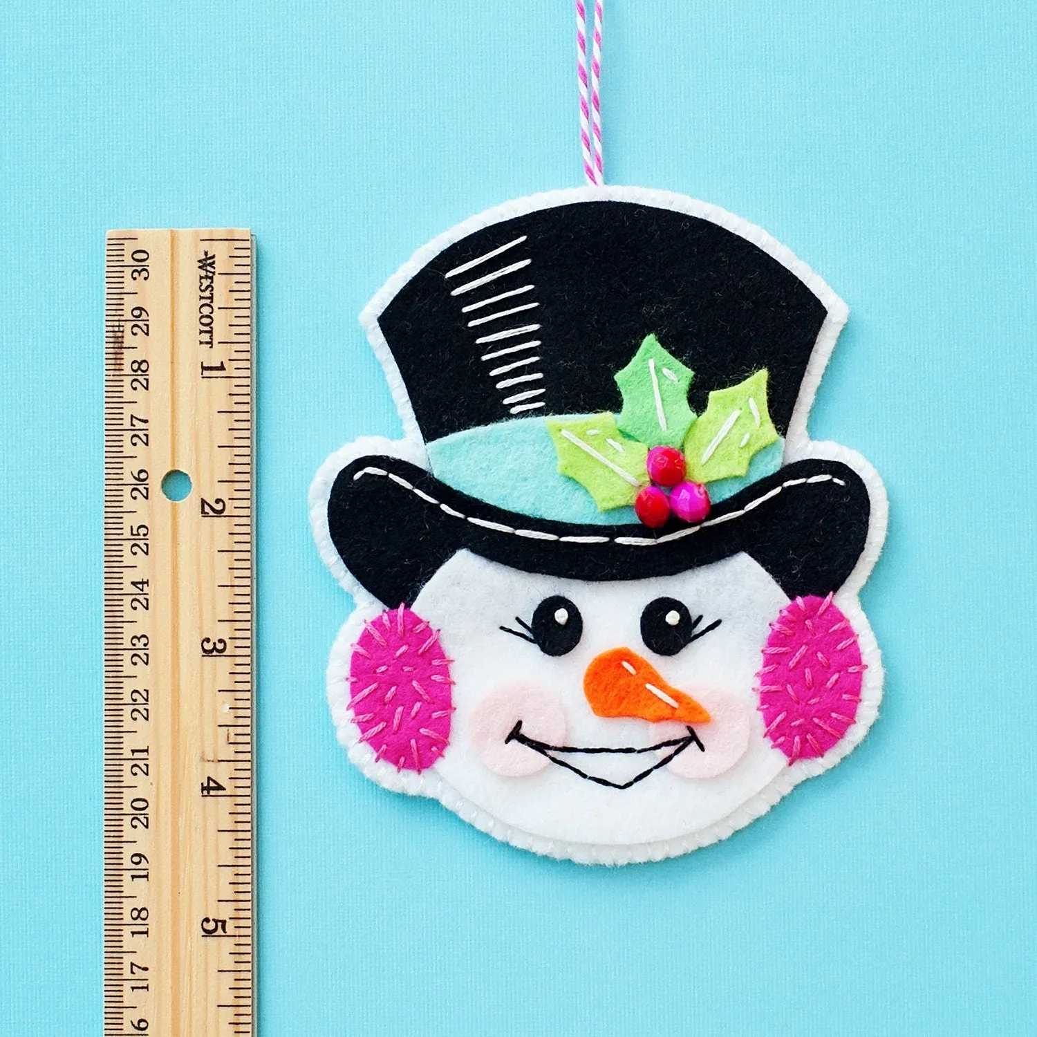 Jolly Snowman Wool Felt Ornament Supply Kit