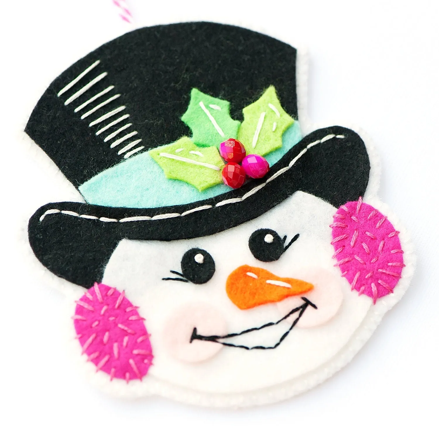 Jolly Snowman Wool Felt Ornament Supply Kit