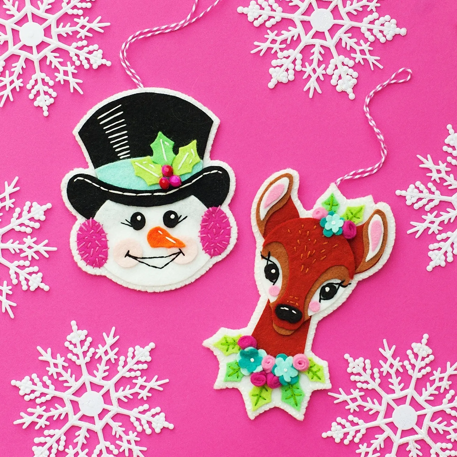 Jolly Snowman Wool Felt Ornament Supply Kit