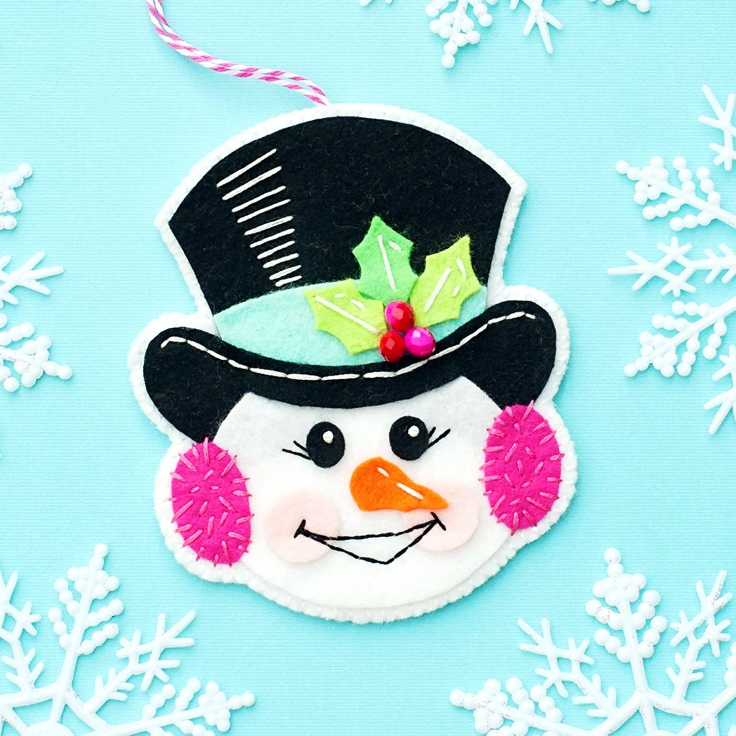 Jolly Snowman Wool Felt Ornament Supply Kit