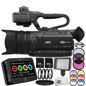 JVC GY-HM170U Ultra 4K HD 4KCAM Professional Camcorder &amp; Top Handle Audio Unit with XLR Microphone   64GB Card   Hard Case   MORE