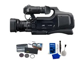JVC GY-HM70 HD Camcorder Advanced Bundle with  LED-6200T 144 LED Variable-Color On-Camera Light   Light Stand (Black, 8')