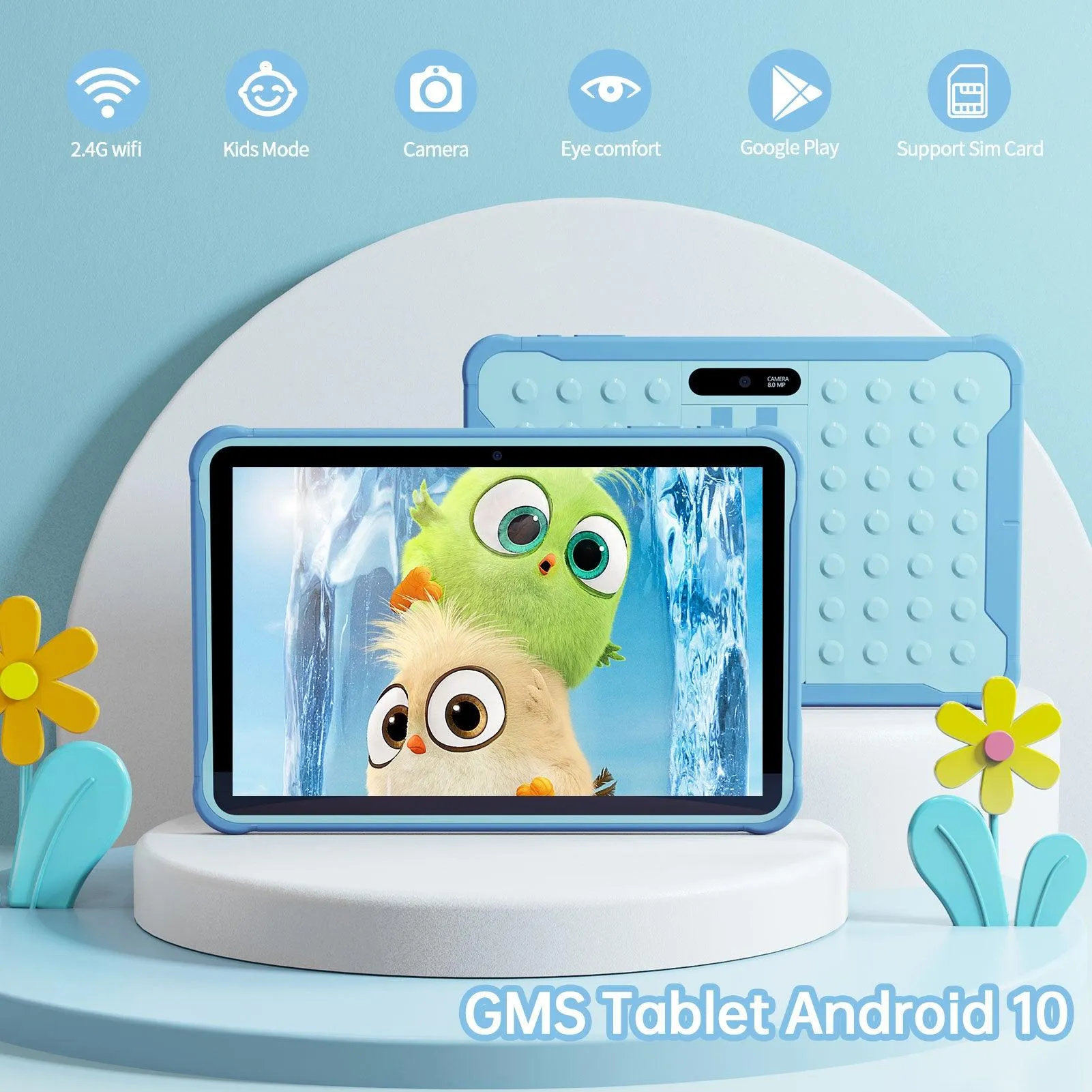 Kids 10.1 inch Tablet, Wifi   Quad Core Processor, 6000mAh Battery, HD Screen, 2GB RAM, 32GB ROM, Dual Camera 2MP   8MP, with tons Pre-Installed Parental Control, Kids Apps and Games
