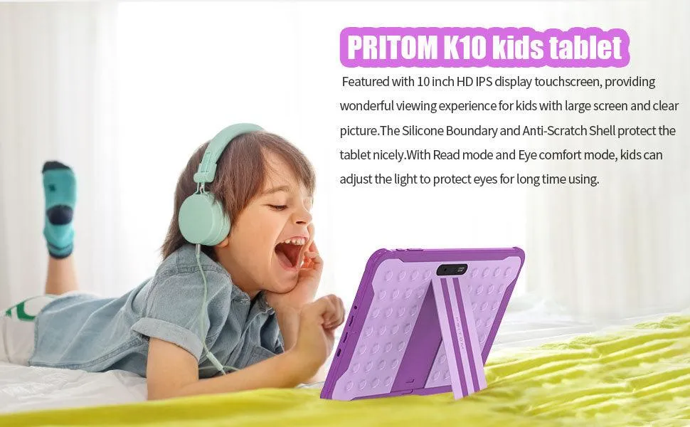 Kids 10.1 inch Tablet, Wifi   Quad Core Processor, 6000mAh Battery, HD Screen, 2GB RAM, 32GB ROM, Dual Camera 2MP   8MP, with tons Pre-Installed Parental Control, Kids Apps and Games
