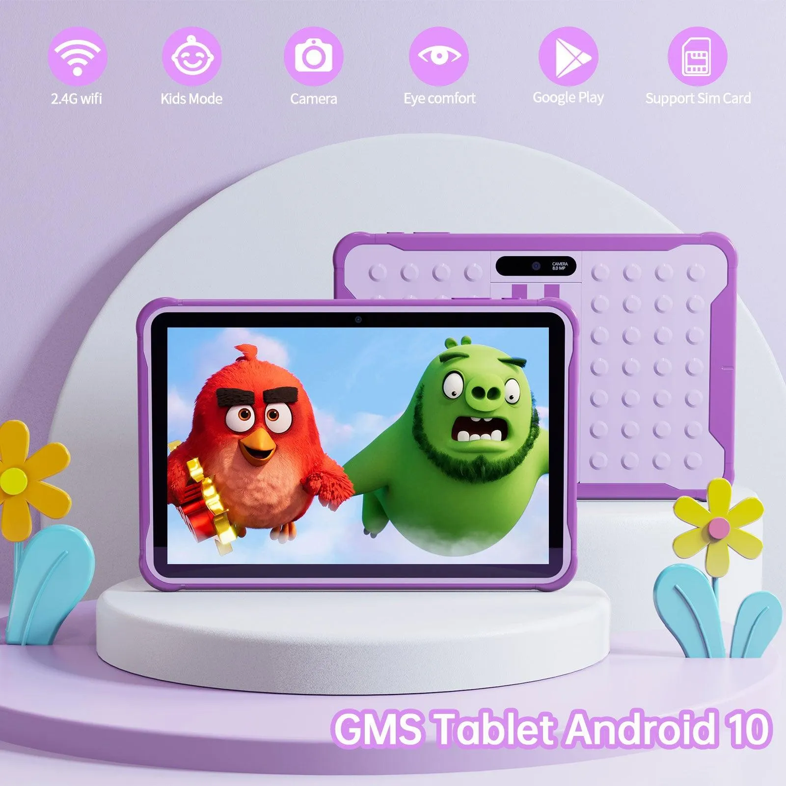 Kids 10.1 inch Tablet, Wifi   Quad Core Processor, 6000mAh Battery, HD Screen, 2GB RAM, 32GB ROM, Dual Camera 2MP   8MP, with tons Pre-Installed Parental Control, Kids Apps and Games