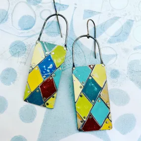 Le Cirque Harlequins Tesserae Arched Wire Tin Earrings