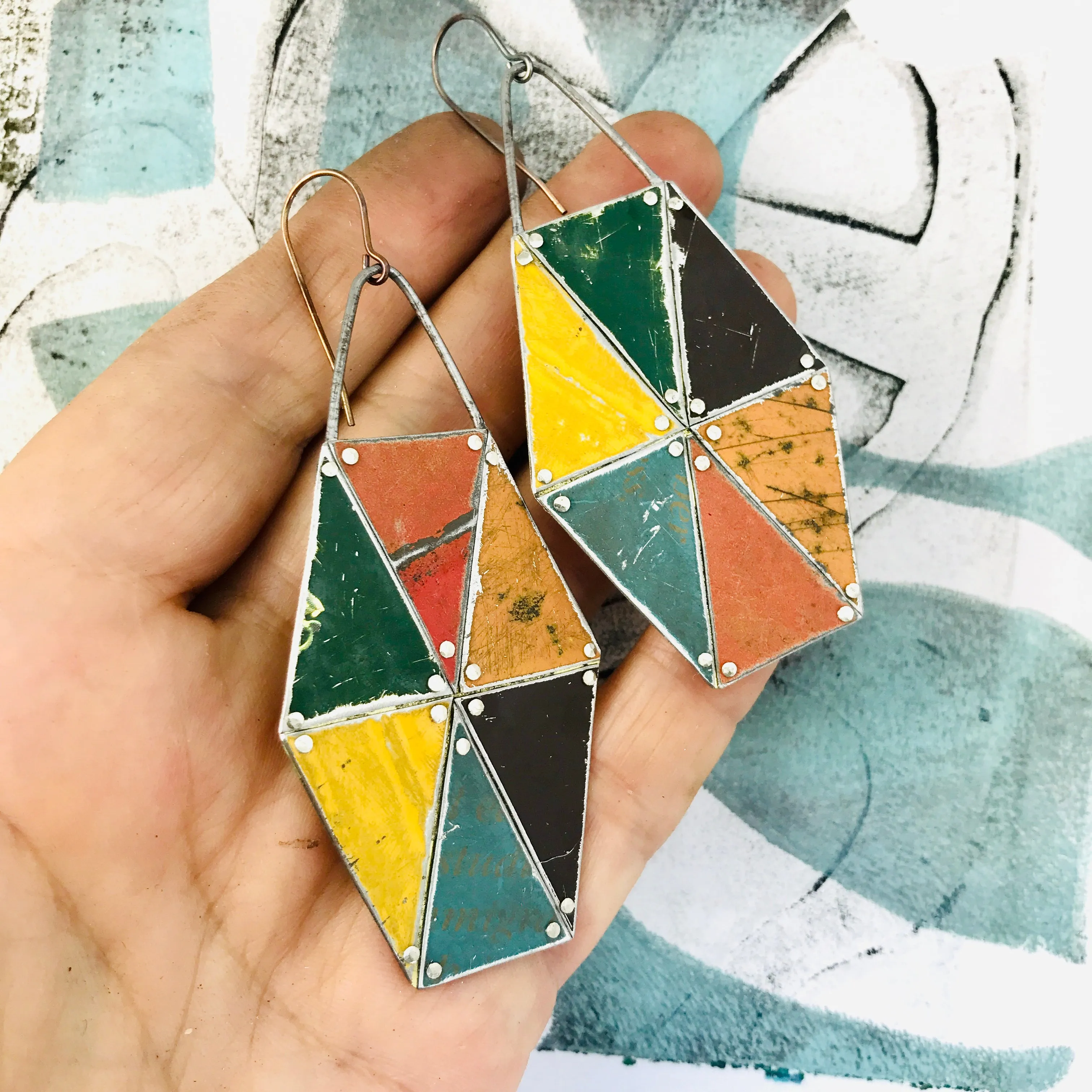 Le Cirque Tesserae Arched Wire Tin Earrings
