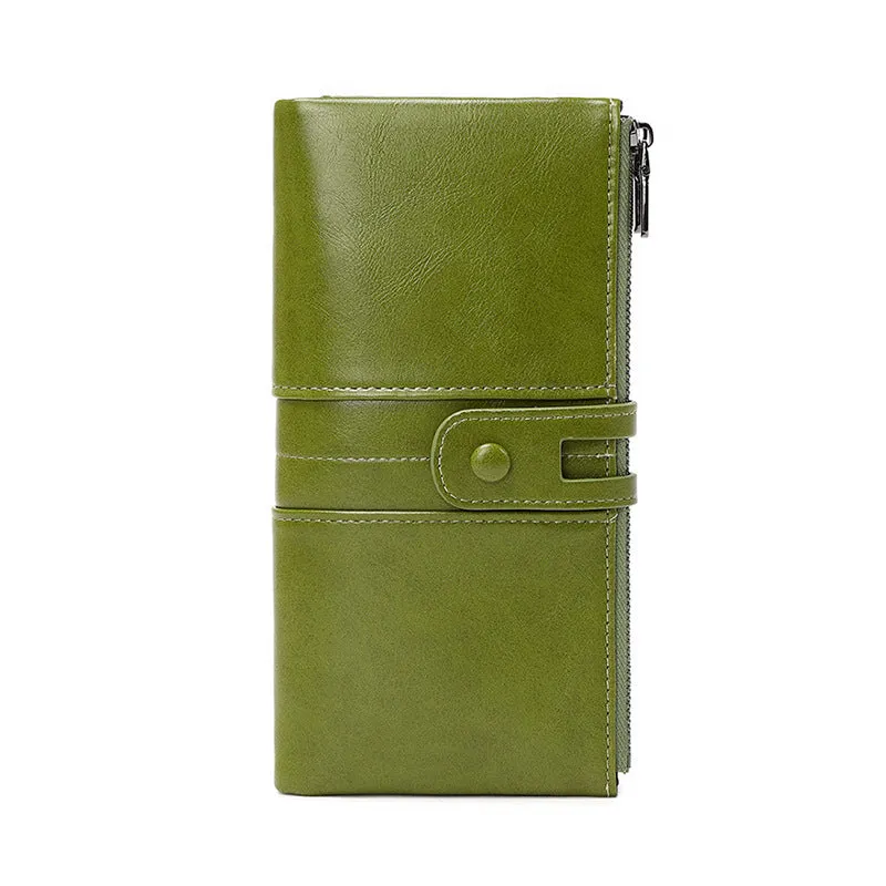 Leather Wallets For Women Vacatime RFID Blocking Soft Bifold Double Zipper Coin Purse