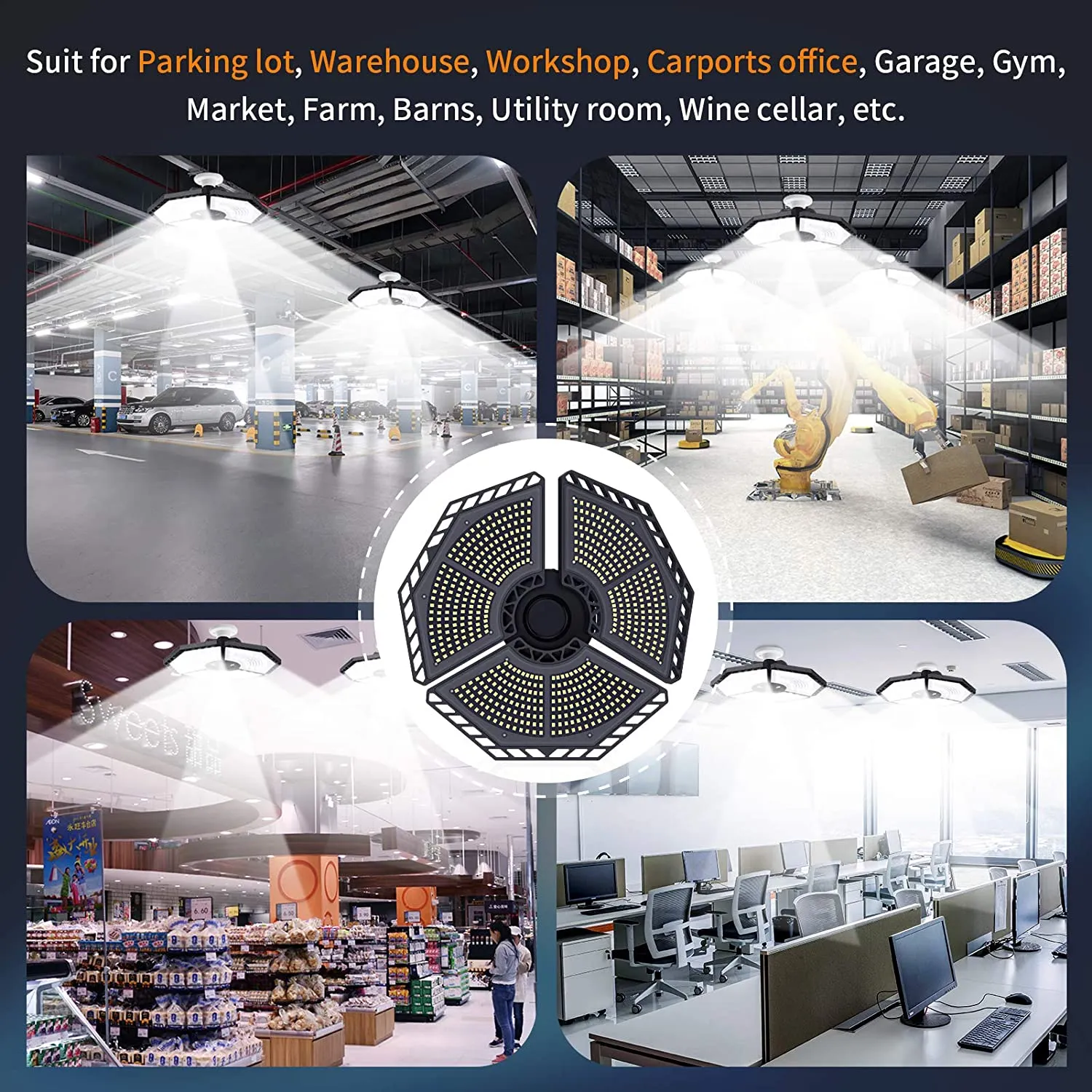 LED Garage Ceiling 360¬∞ Lighting with 576 LEDs