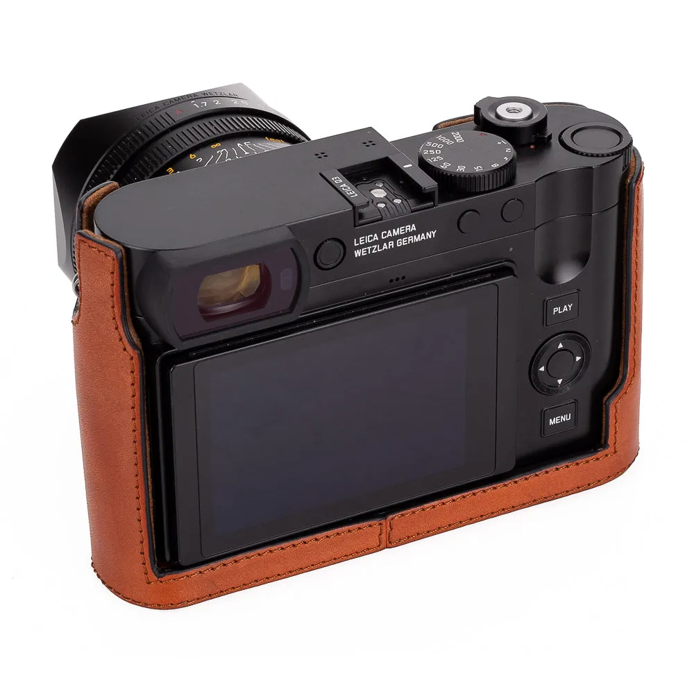 Leica Q3 Half Case, Leather, Cognac