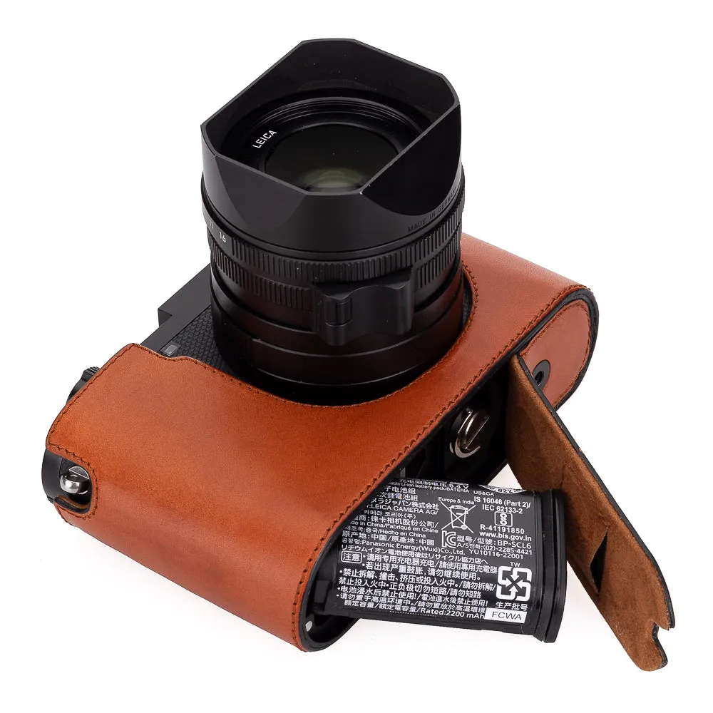 Leica Q3 Half Case, Leather, Cognac