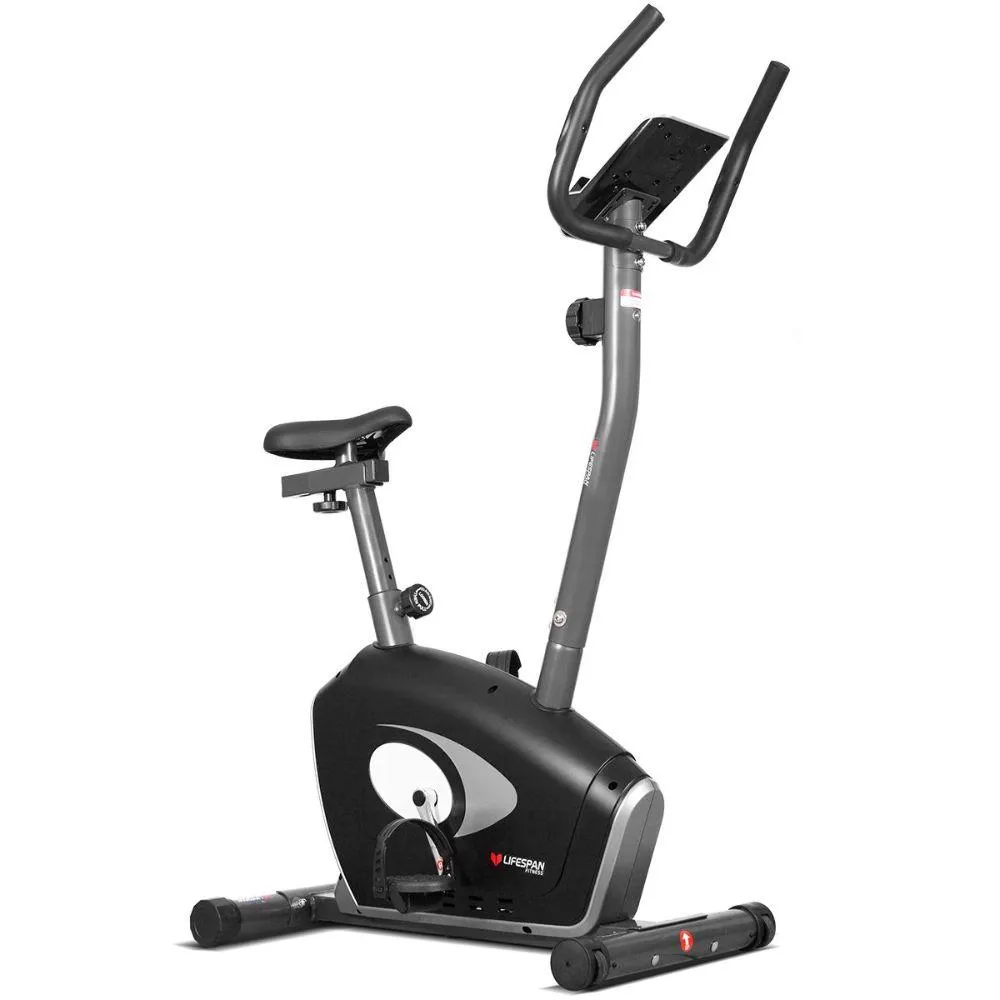 Premium Lifespan Fitness EXER-58 Adjustable Exercise Bike for Home Workouts - Silent Magnetic Resistance, LCD Monitor, and Compact Design